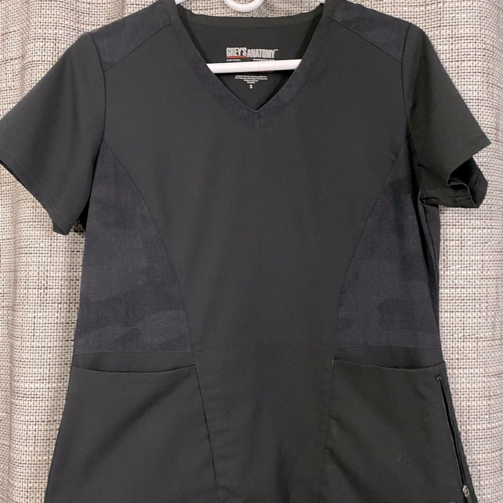 Two Grey’s Anatomy black scrub tops